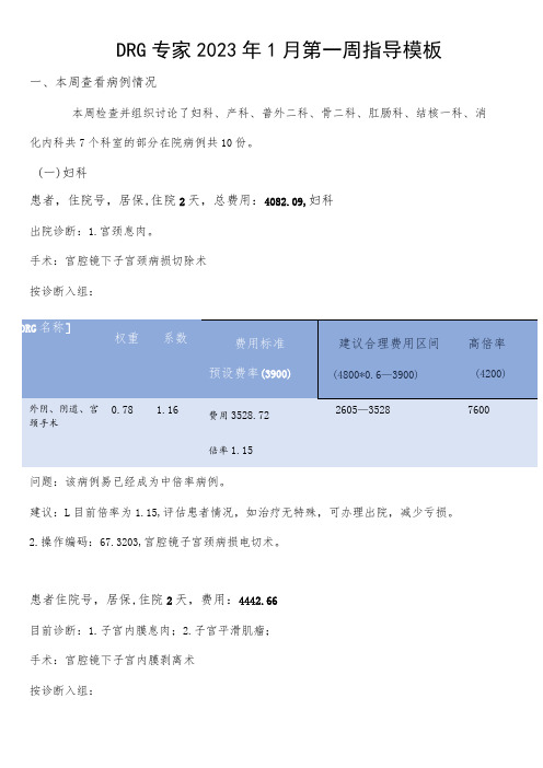 2023年DRG专家指导临床分析模板