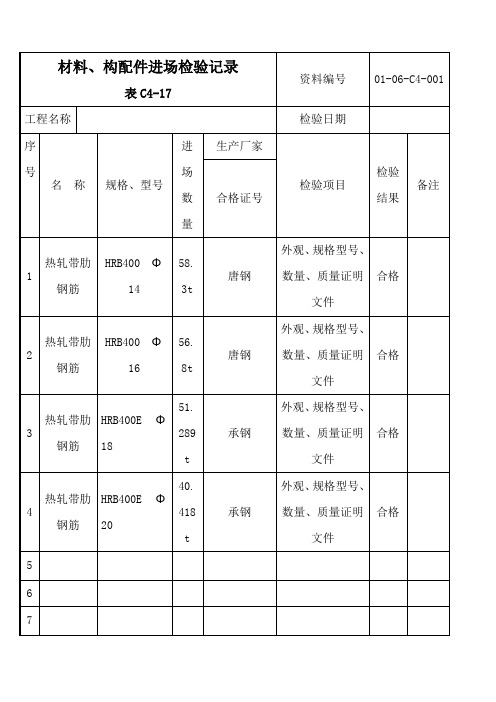 材料、构配件进场检验记录 )