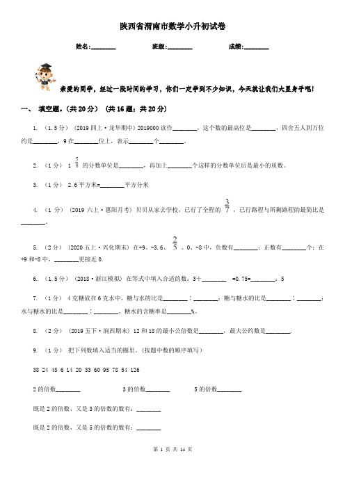 陕西省渭南市数学小升初试卷