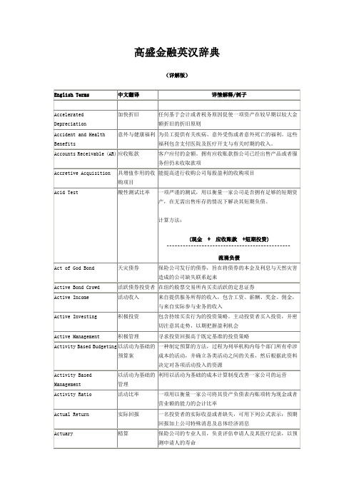 高盛金融英汉辞典