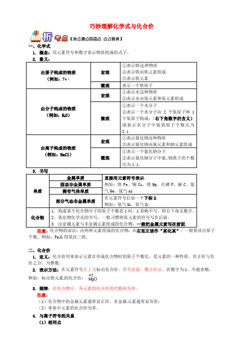 中考化学重难点易错点复习讲练--巧妙理解化学式与化合价(含解析)