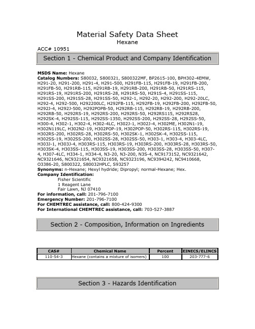 正己烷 n-hexane--MSDS--英文版