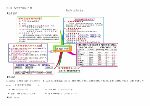 (人教版)化学选修四思维导图：3-3盐类的水解(含答案)