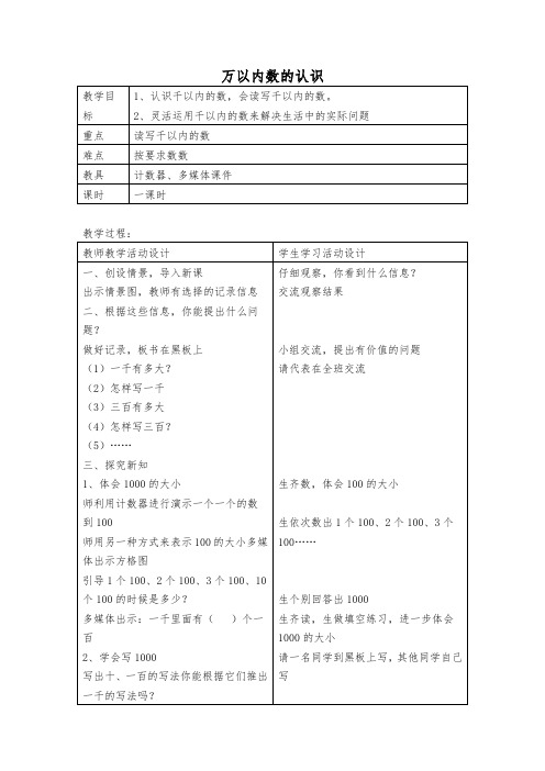 二年级下数学教案-万以内数的认识青岛版