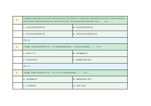 邮政储蓄银行 客户经理(小企业综合金融服务) 试题+答案