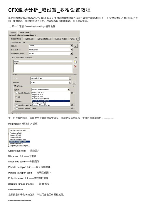 CFX流场分析_域设置_多相设置教程