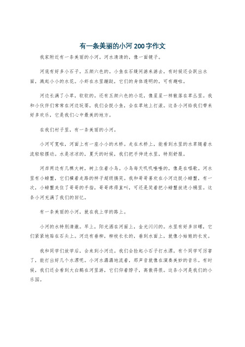 有一条美丽的小河200字作文