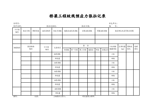 桥梁工程绞线预应力张拉记录