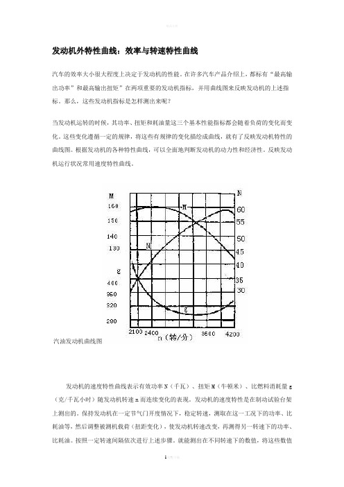 发动机外特性曲线：效率与转速特性曲线