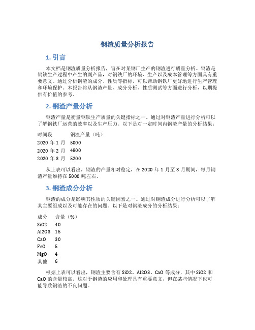 钢渣质量分析报告