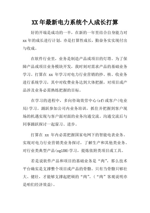 XX年最新电力系统个人成长打算