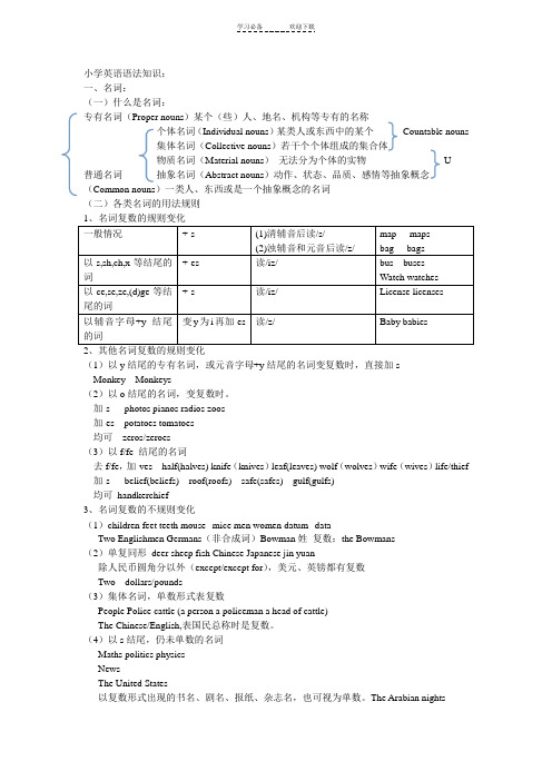 小学英语语法知识名词