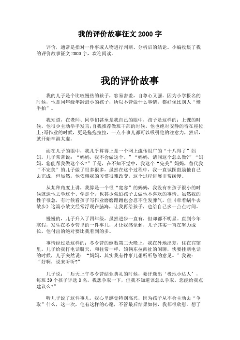 我的评价故事征文2000字