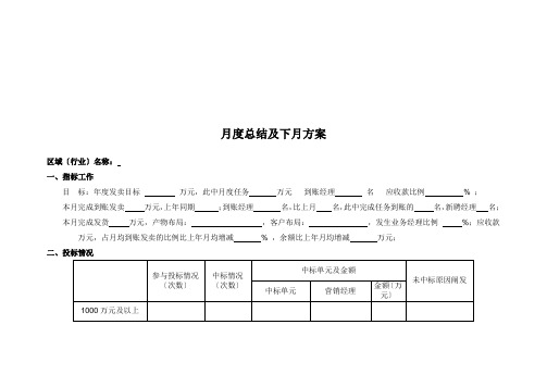 营销月度总结与下月计划(2021修订版)