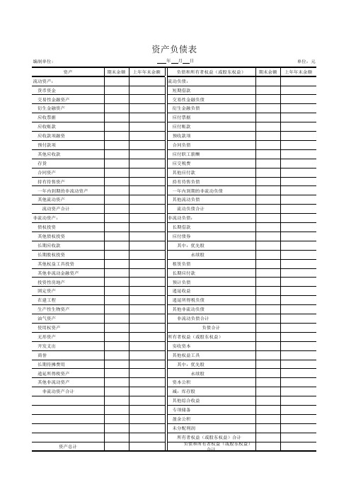 资产负债表(财会〔2019〕6号)