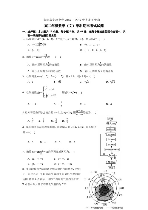 吉林省实验中学度高二下册第二学期期末考试数学(文)试题-含答案【精编】.doc