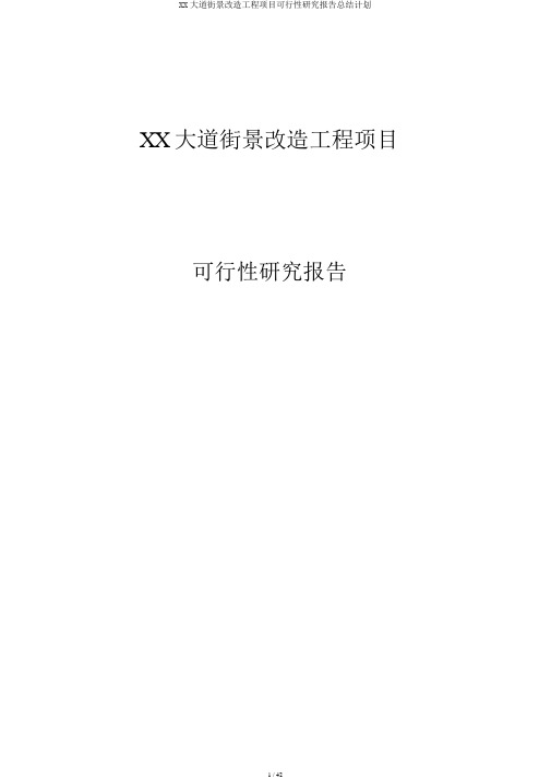 XX大道街景改造工程项目可行性研究报告总结计划