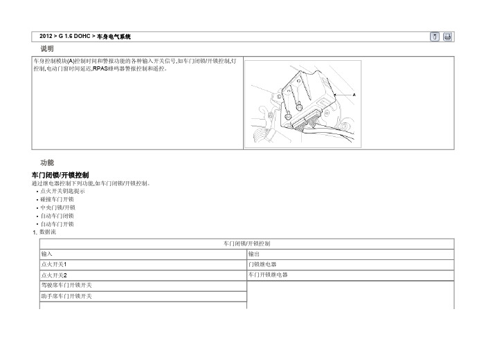 瑞纳车身控制模块