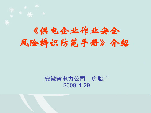 《供电企业作业安全风险辨识防范手册》介绍