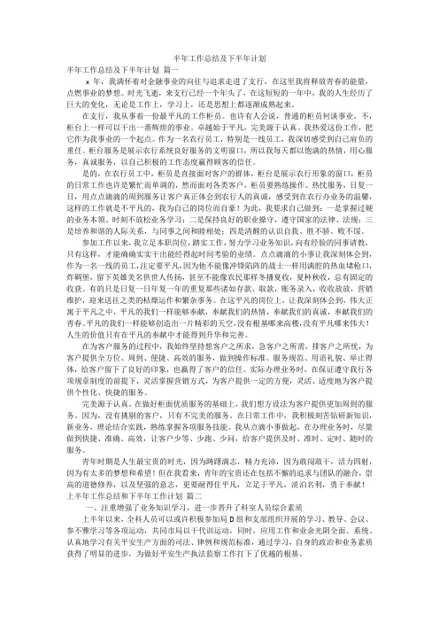 半年工作总结及下半年计划