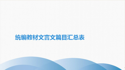古诗文全解全练课件统编教材文言文篇目汇总表