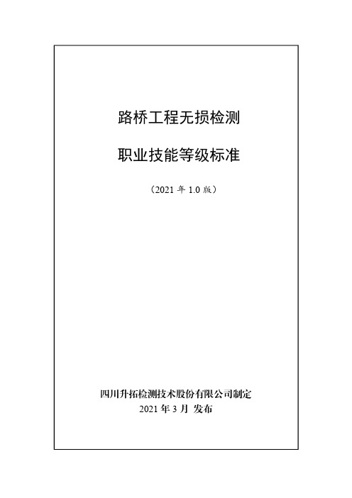 路桥工程无损检测职业技能等级标准(2021年版)