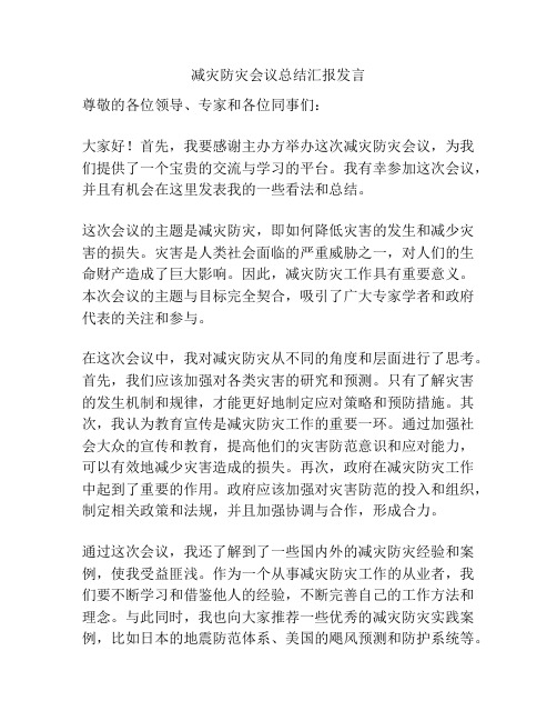 减灾防灾会议总结汇报发言