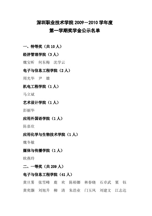 深圳职业技术学院2009-2010学年度