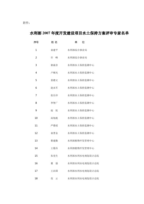 水利部专家名单