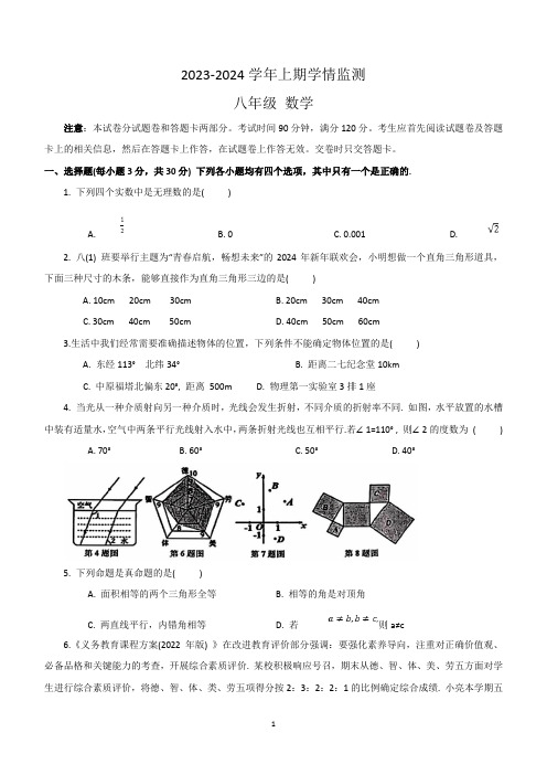 河南省郑州市金水区2023-2024学年八年级上学期期末考试数学试题(含答案)