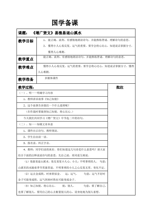 国学启蒙《增广贤文》易涨易退山溪水精品国学教案