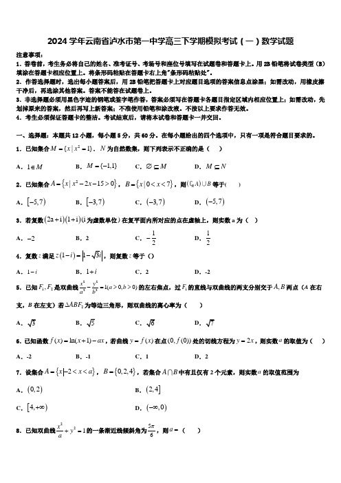 2024学年云南省泸水市第一中学高三下学期模拟考试(一)数学试题