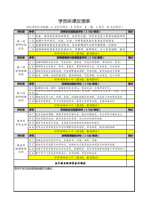 学员反馈表