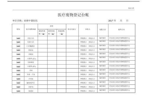 医院医疗废物登记台账.docx