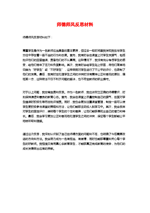 师德师风反思材料