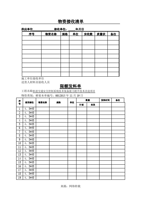 收料单、发料单