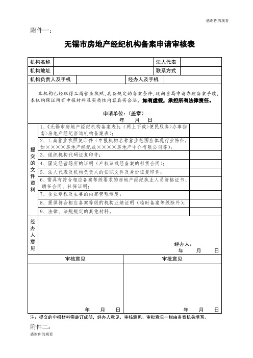 (完整版)无锡市房地产经纪机构备案申请审核表.doc