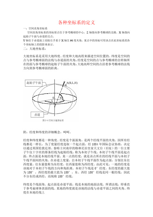 各种坐标系的定义