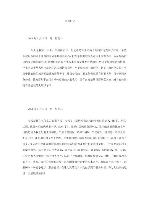 信用社实习日记PDF