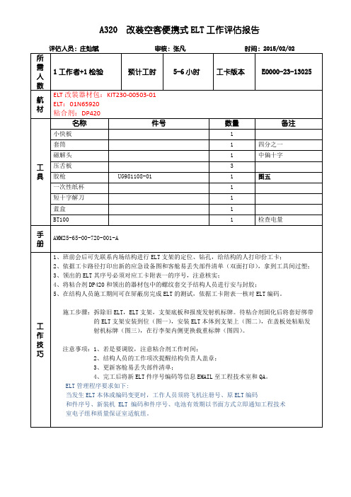 A320  改装空客便携式ELT工作评估报告