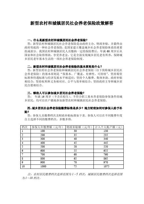 新型农村和城镇居民社会养老保险政策解答