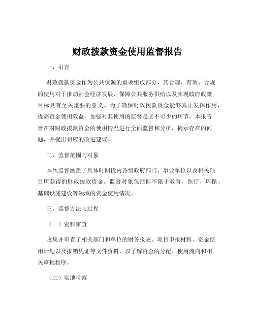 财政拨款资金使用监督报告