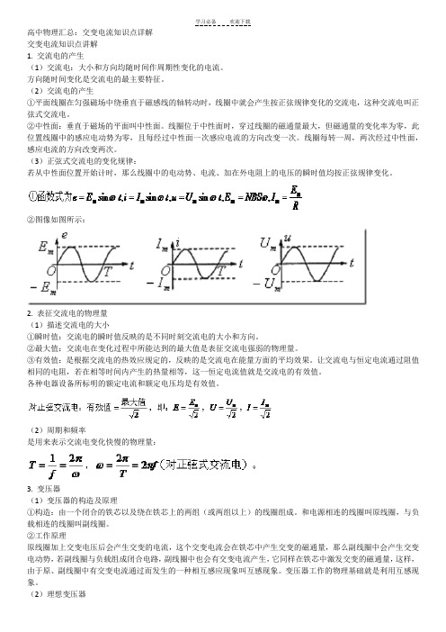 高中物理汇总交变电流知识点详解