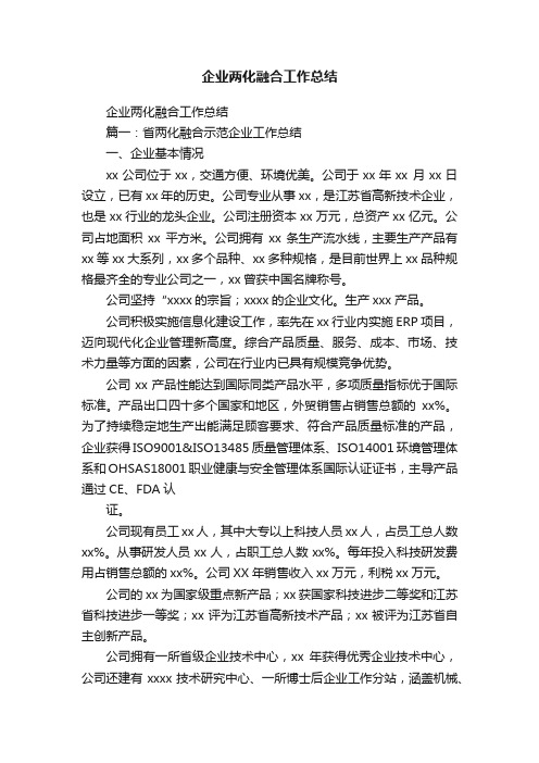 企业两化融合工作总结