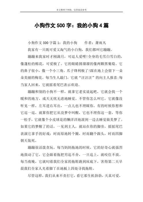 小狗作文500字：我的小狗4篇