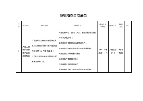 随机抽查事项清单