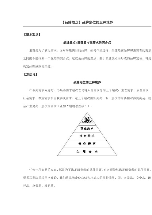 【品牌燃点】品牌定位的五种境界