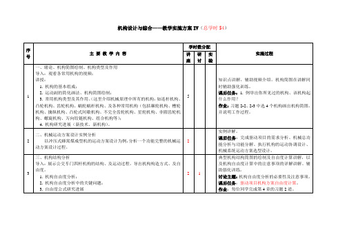 《机构设计与综合》教学实施方案IV