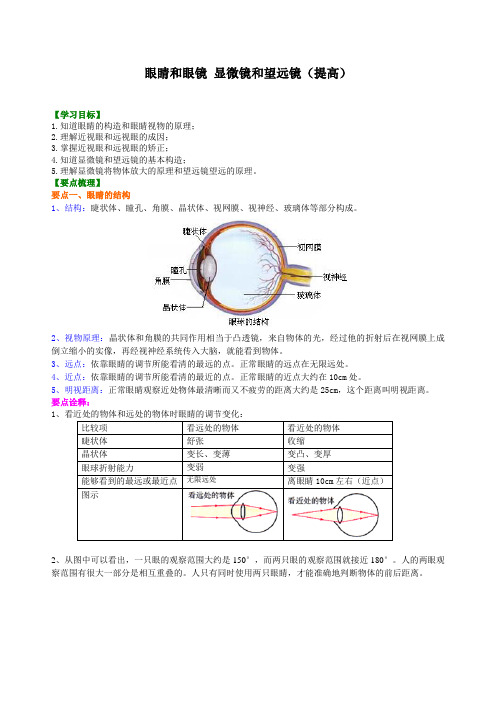 42眼睛和眼镜 显微镜和望远镜(提高) 巩固练习 (2)