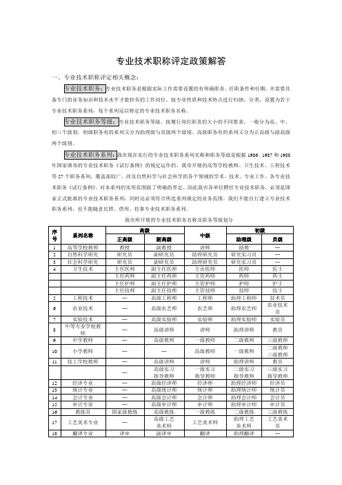 最新整理专业技术职称评定政策解答.doc